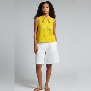 Yellow Floral Lace Sleeveless Top